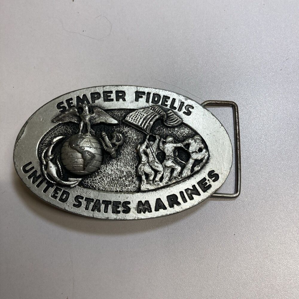 United States Marines Semper Fidelis Belt Buckle Military Vintage 1970s  .CVB242